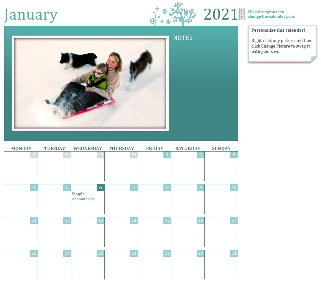 2021 Photo Calendar Template Exceltemplate