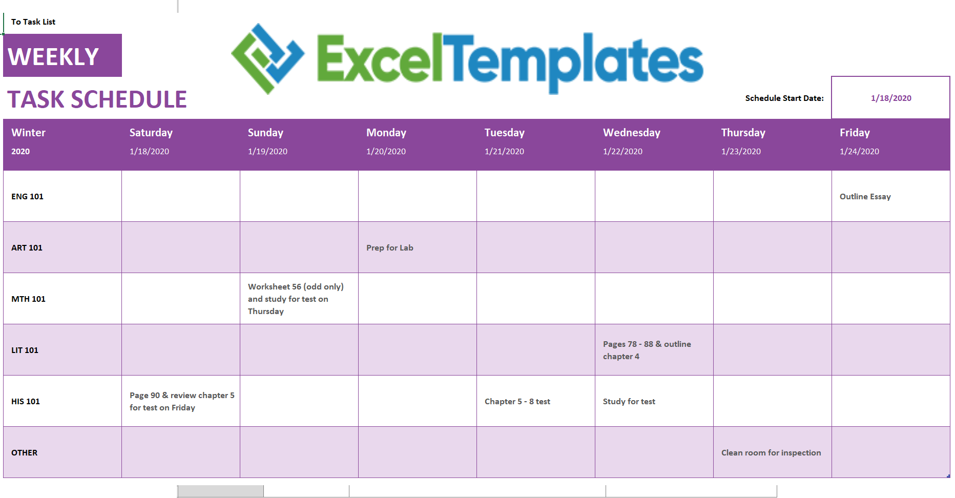 7 Weekly Calendar Excel Template Excel Templates Excel Templates Gambaran