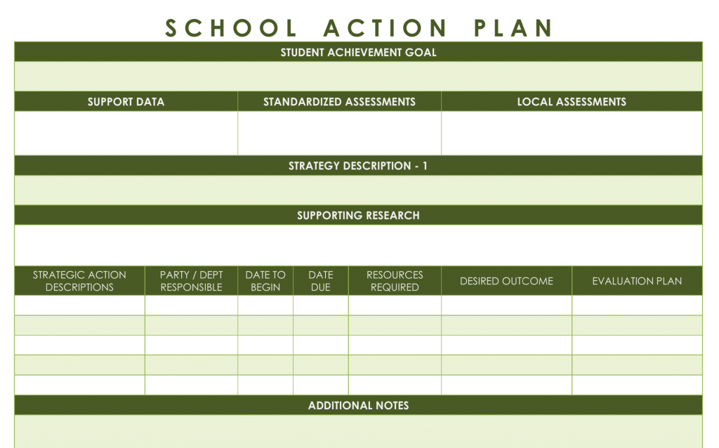 Action Plan Template Education ExcelTemplate