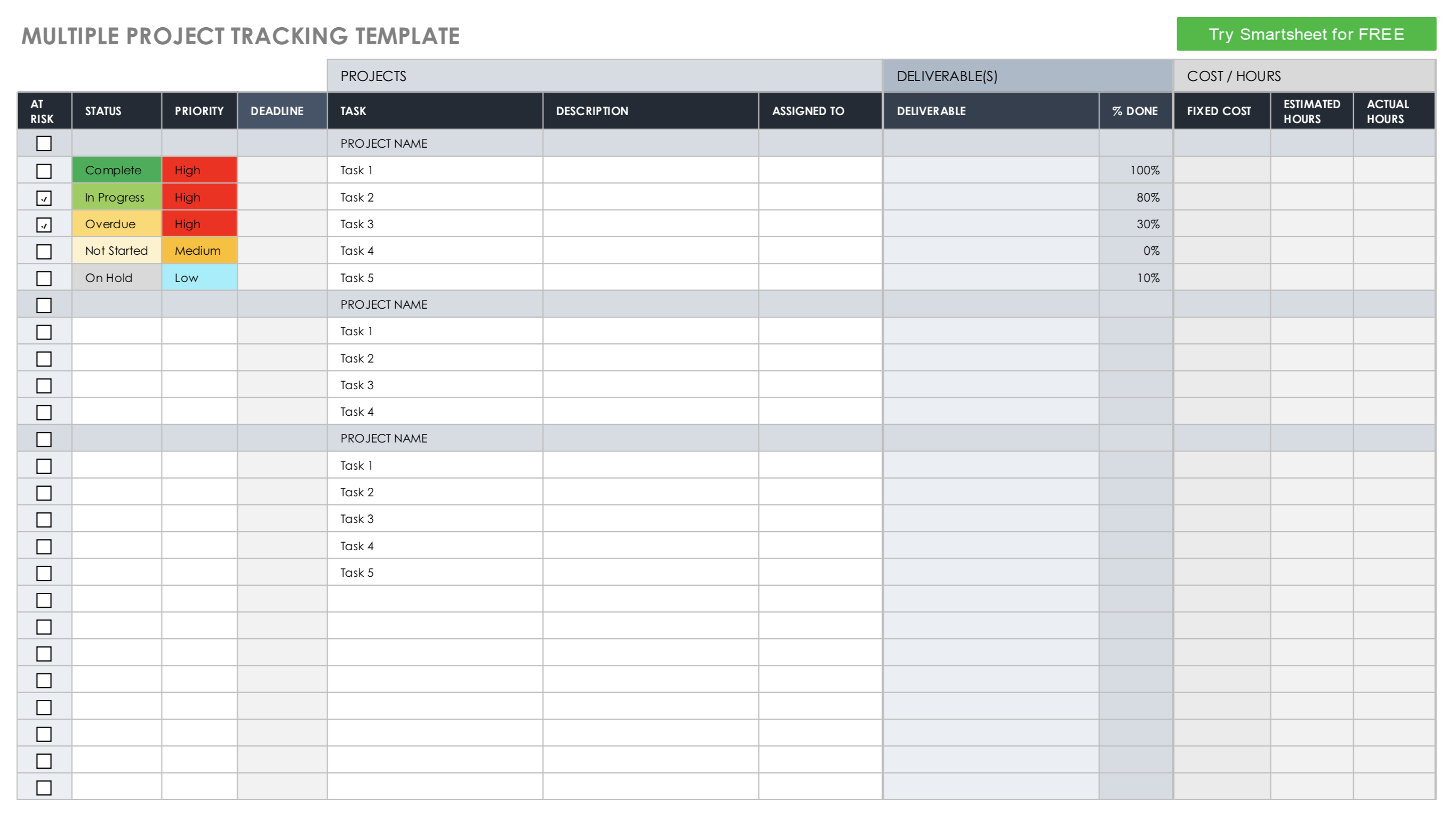 free excel project management template