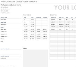 Photography Order Form Template Excel Templates