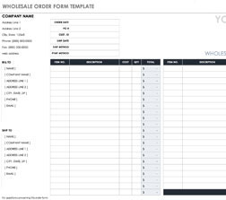 Wholesale Order Form Template Excel Templates