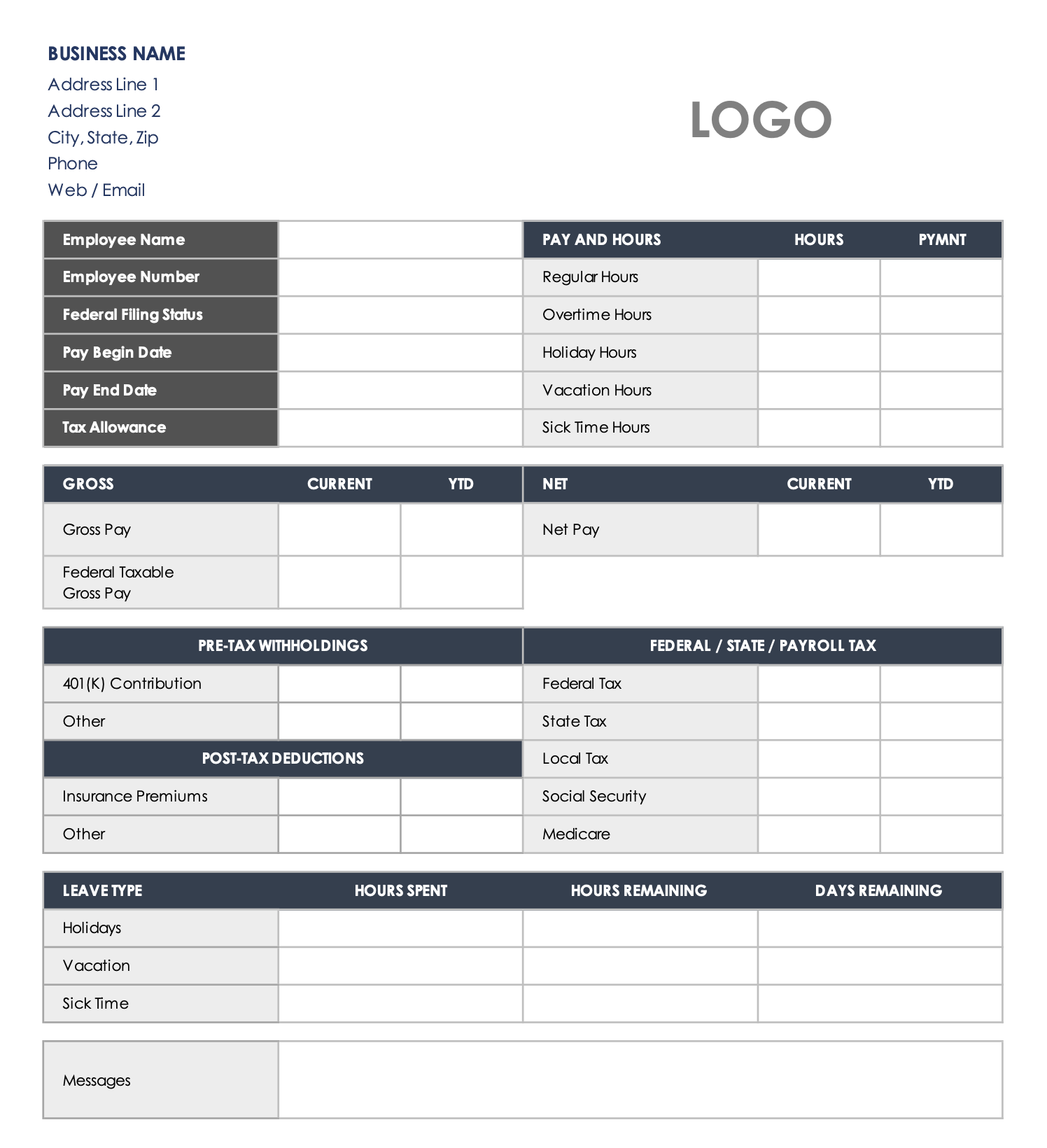 Payroll Register Template Excel Templates