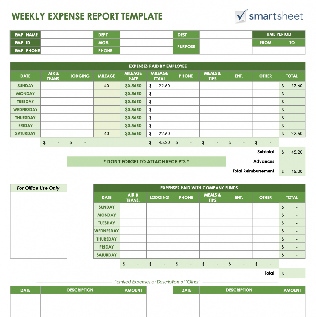 Personal Weekly Budget Template ExcelTemplate