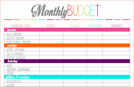 simple monthly budget planner